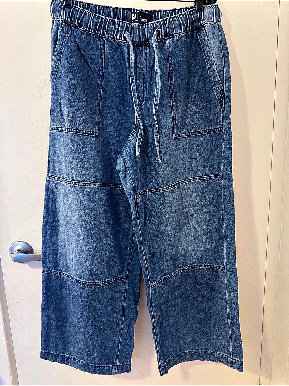GAP High Rise Pull-On Wide-Leg Jeans Blue Size Large